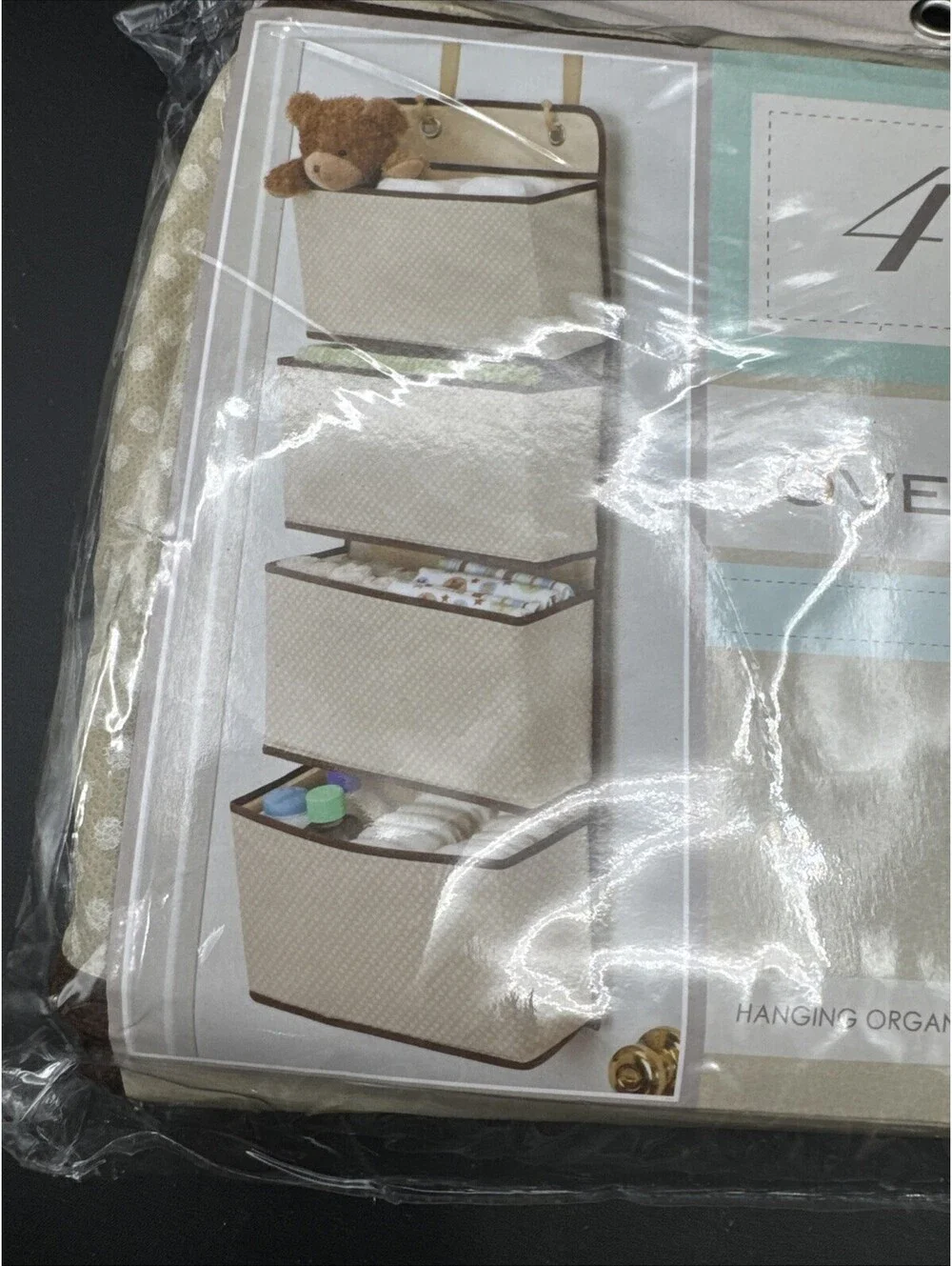 Nursery Organizer ~ Delta ~ 4 Pocket ~ Over The Door ~ Beige & Brown ~ !🆕!